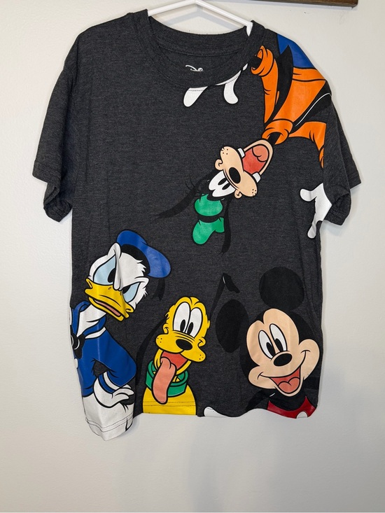 Disney Other - Disney Mickey Goofy Donald Pluto Girls Boys Size 8 Gray All Over Graphic Tee